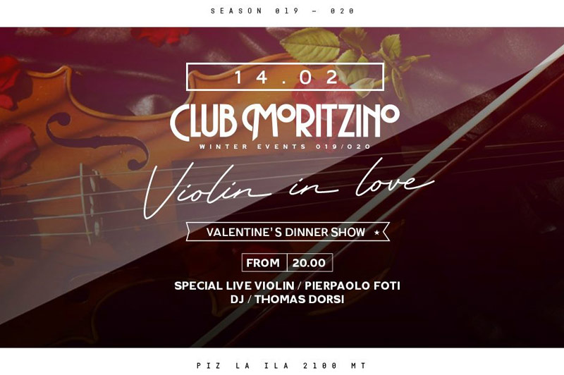 Violin in Love, la cena di San Valentino a 2100 mt